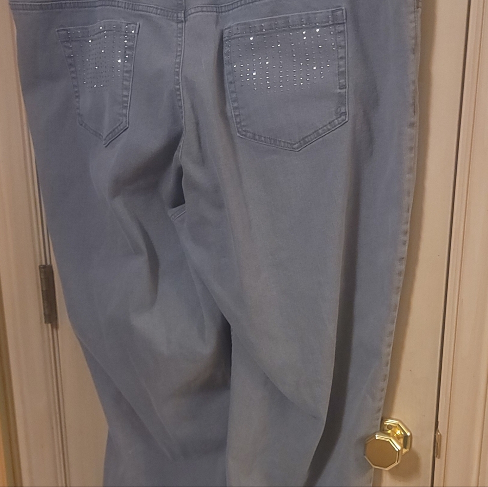 Womens Plus Sz 22W Jones New York Jeans Gray Beaded - Picture 5 of 8